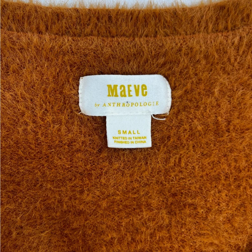 Maeve by Anthropologie Scoop Neck Eyelash Sweater Tee in Cozy Orange
